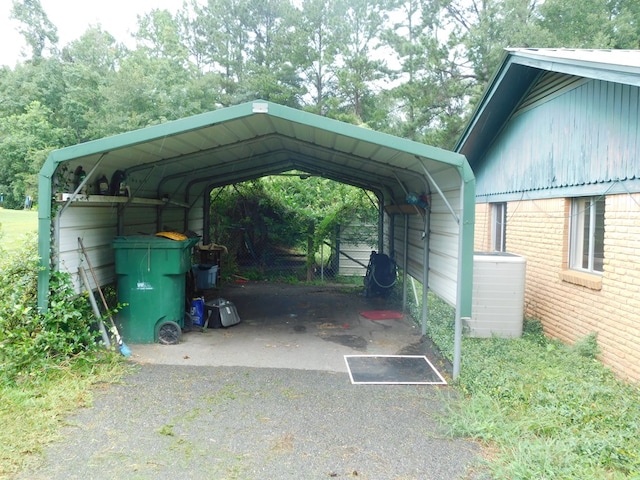 view of parking with a carport