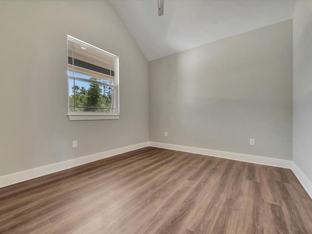 128 Stoney Rdg, Lufkin, TX 75904 - empty room featuring lofted ceiling, wood finished floors, and a ceiling fan