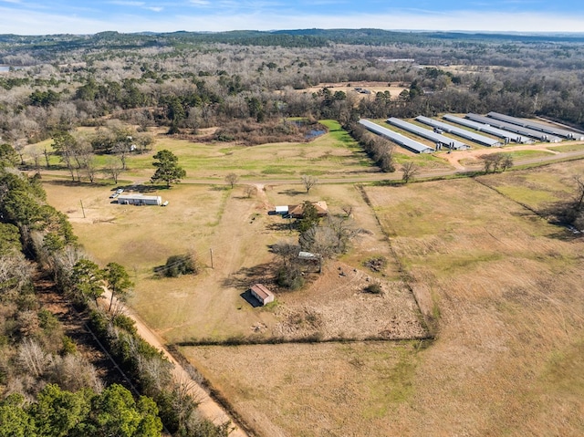 aerial view featuring a rural view