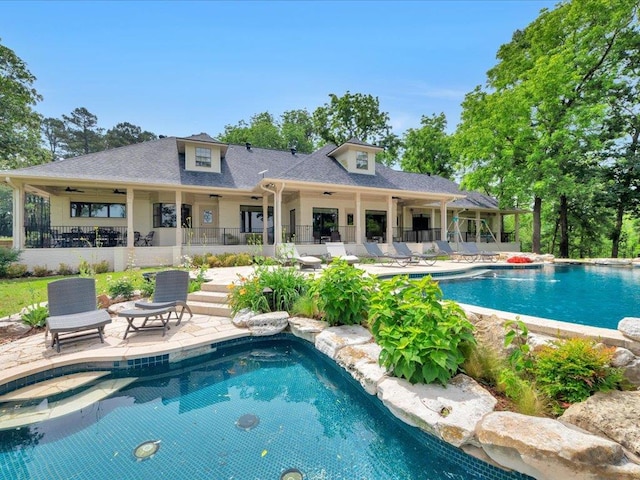 5078 US Highway 21, Nacogdoches, TX 75964 - outdoor pool with ceiling fan and a patio