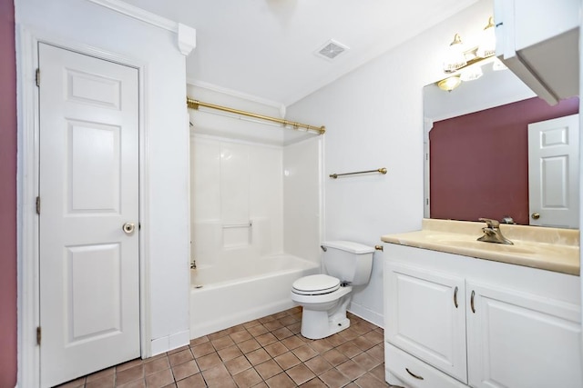 full bathroom featuring tile patterned floors, vanity, toilet, and tub / shower combination