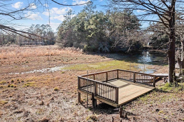 view of yard with a water view