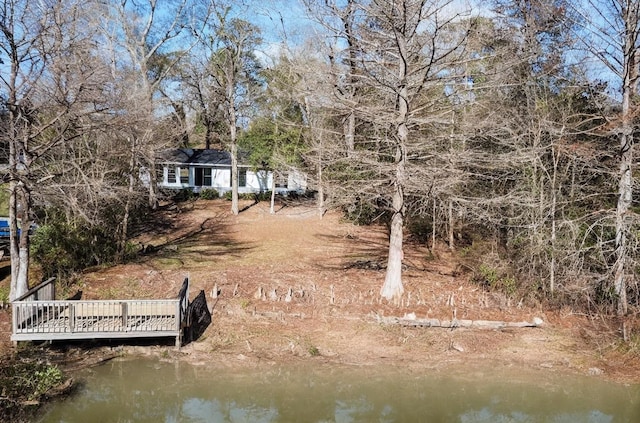 back of property with a water view