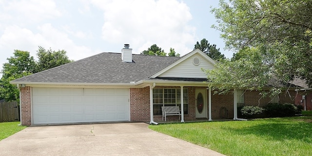 157 Sandalwood, Lufkin, TX 75904 - view of front of home featuring concrete driveway, brick siding, a porch, and an attached garage