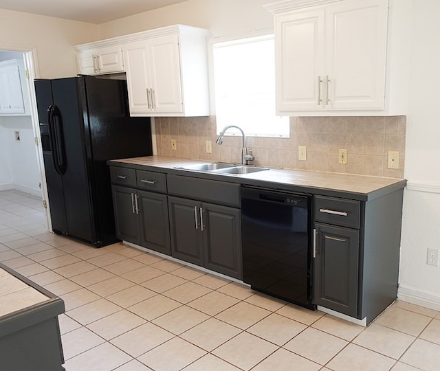 157 Sandalwood, Lufkin, TX 75904 - kitchen with black appliances, a sink, white cabinetry, and decorative backsplash