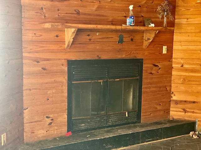 room details featuring wooden walls