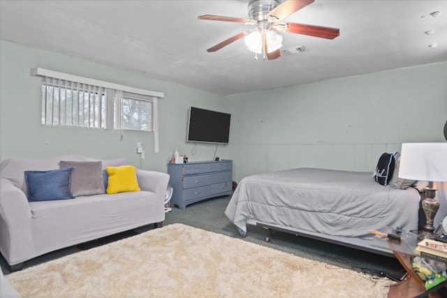 408 Bob St, Lufkin, TX 75904 - bedroom featuring visible vents, carpet flooring, and ceiling fan