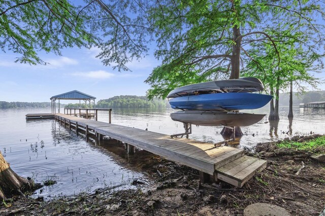 dock area with a water view