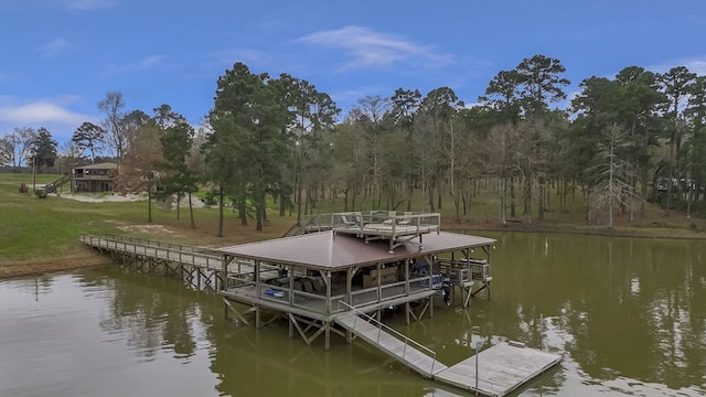 dock area featuring a water view