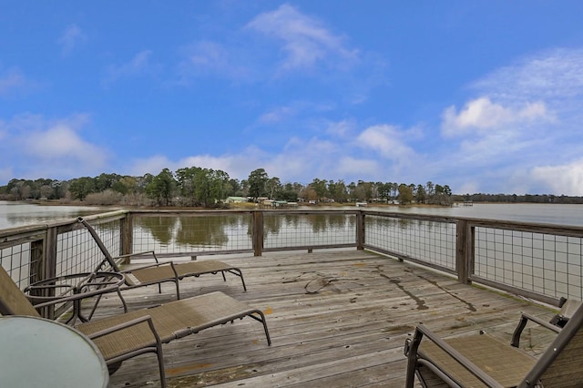 view of dock featuring a deck with water view