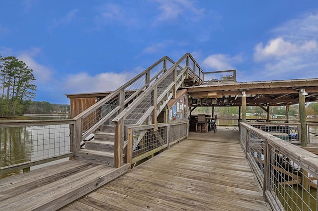 view of dock featuring a water view