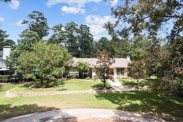 view of front facade featuring a front lawn