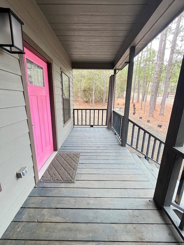 wooden terrace featuring a porch