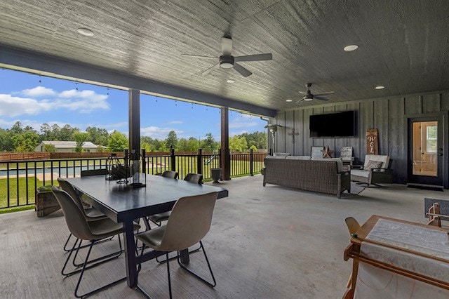 685 Box Car Rd, Lufkin, TX 75904 - view of patio / terrace featuring outdoor lounge area, ceiling fan, and outdoor dining space