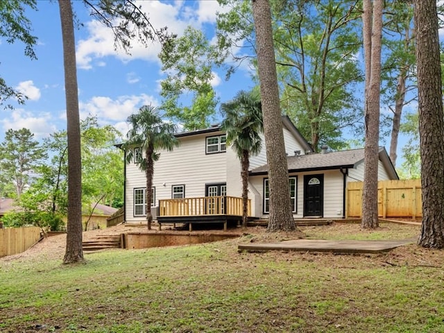 3202 Chimney Rock Ln, Nacogdoches, TX 75965 - back of property with a wooden deck