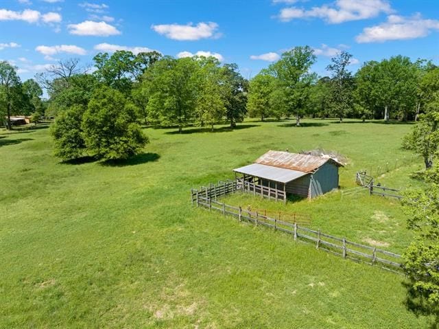 bird's eye view with a rural view