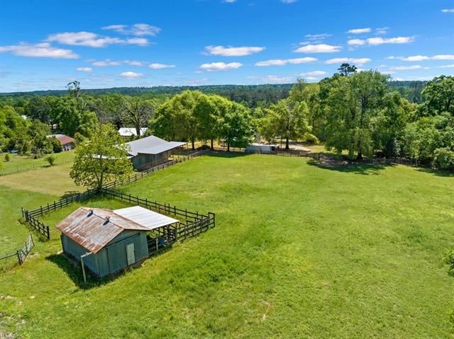 aerial view featuring a rural view