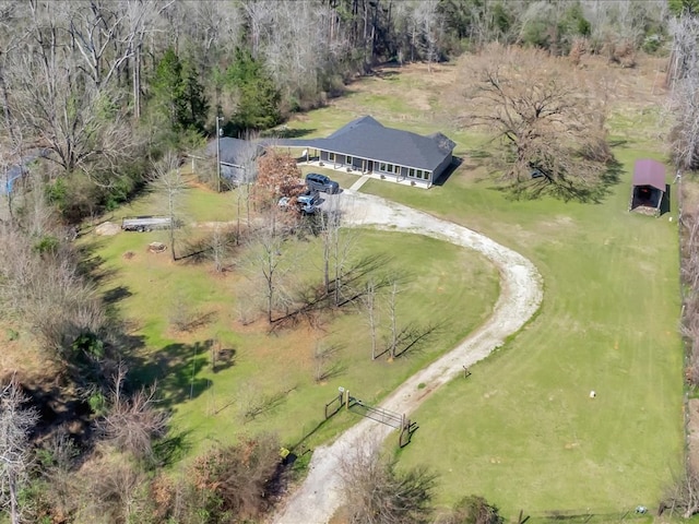 aerial view featuring a rural view