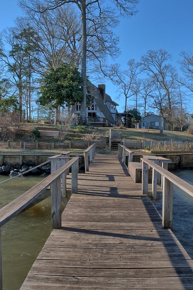 view of dock featuring a water view