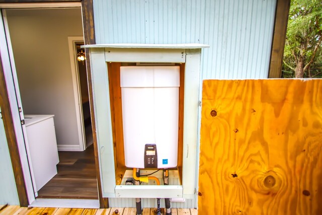 details featuring tankless water heater