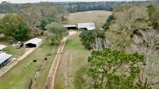 aerial view with a rural view