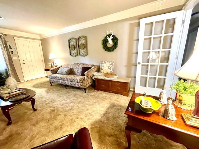 708 Card Dr, Lufkin, TX 75901 - sitting room featuring crown molding and carpet flooring