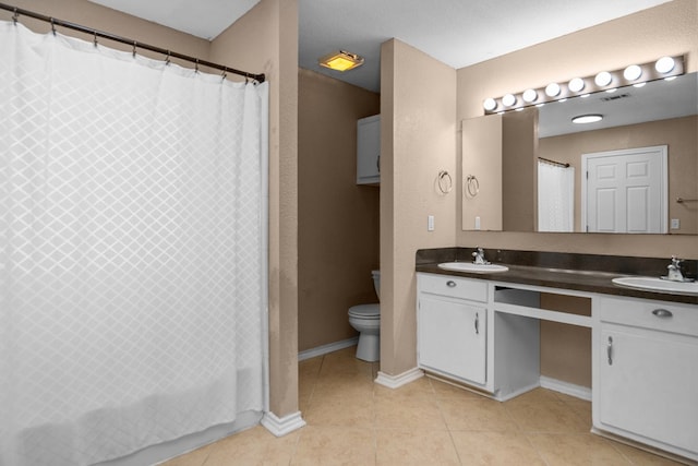 126 Lewellin Pl, Lufkin, TX 75904 - bathroom with tile patterned flooring, double vanity, and a shower with curtain
