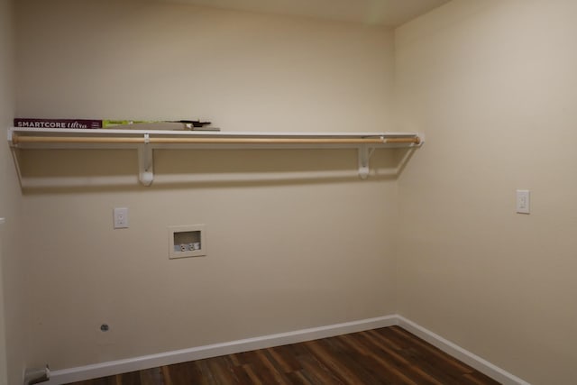 laundry area with washer hookup, hookup for an electric dryer, and dark hardwood / wood-style flooring