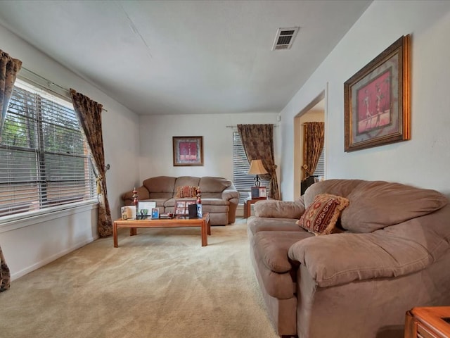 living room with carpet