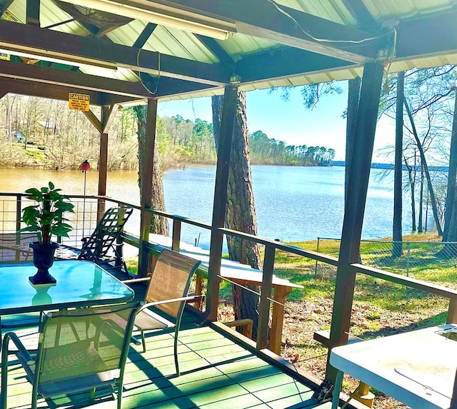 exterior space featuring a water view and a healthy amount of sunlight