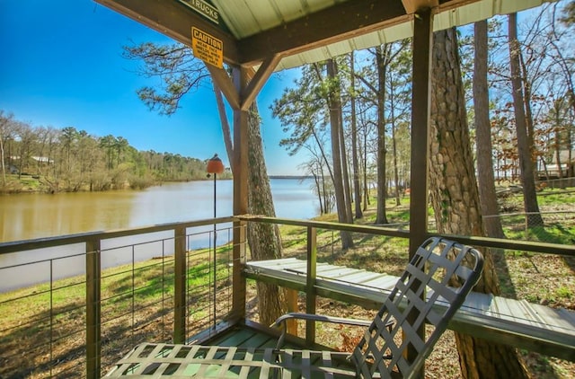balcony with a water view
