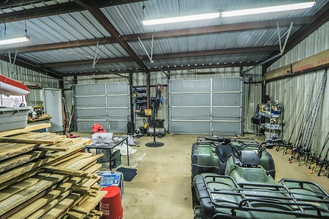 garage featuring metal wall