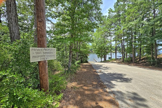 view of road with a water view