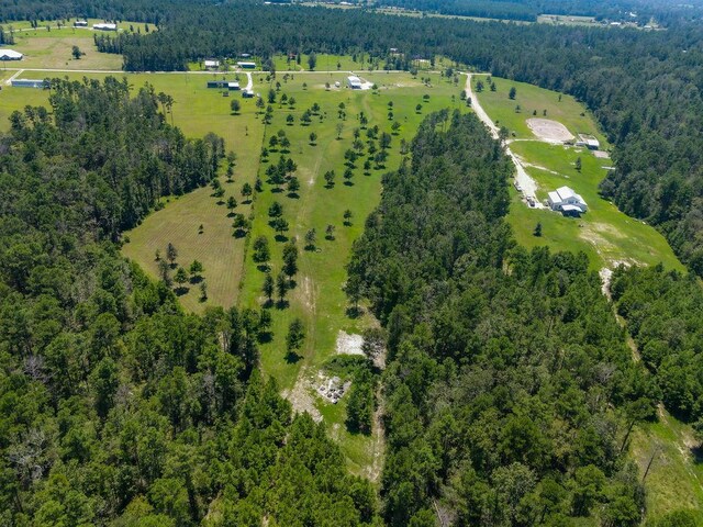 birds eye view of property featuring a rural view