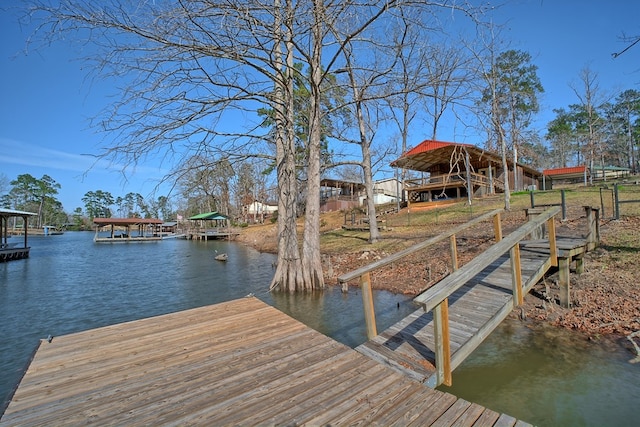 dock area featuring a water view