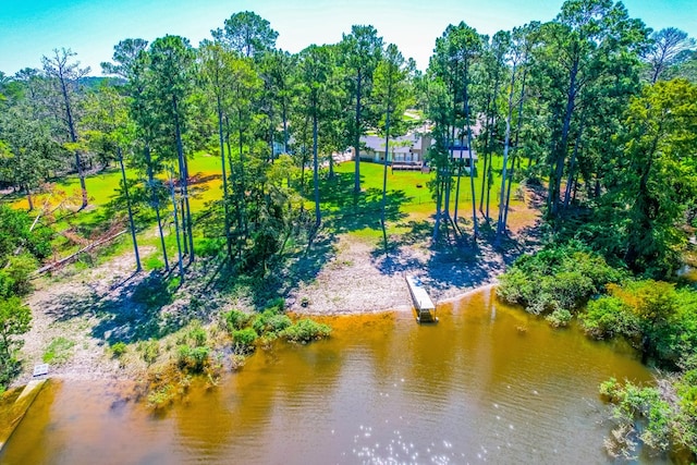 232 Cove Ln, Brookeland, TX 75931 - view of subject property with a tree filled landscape and a large body of water