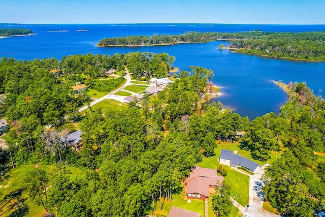 232 Cove Ln, Brookeland, TX 75931 - aerial view of residential area featuring a large body of water and a forest