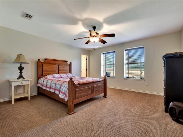 bedroom with carpet floors and ceiling fan