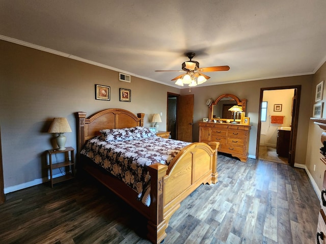 493 Hideaway Loop, Hemphill, TX 75948 - bedroom featuring wood finished floors, baseboards, ornamental molding, and a ceiling fan