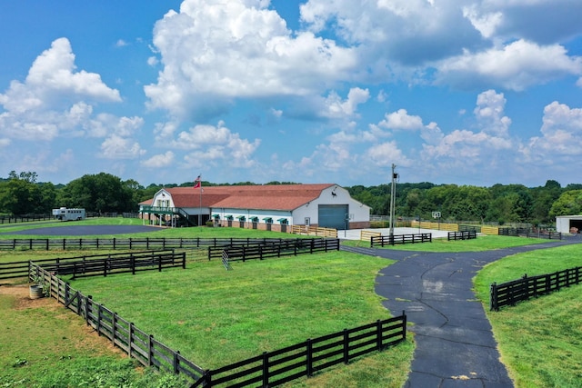 view of property's community featuring a rural view and a yard