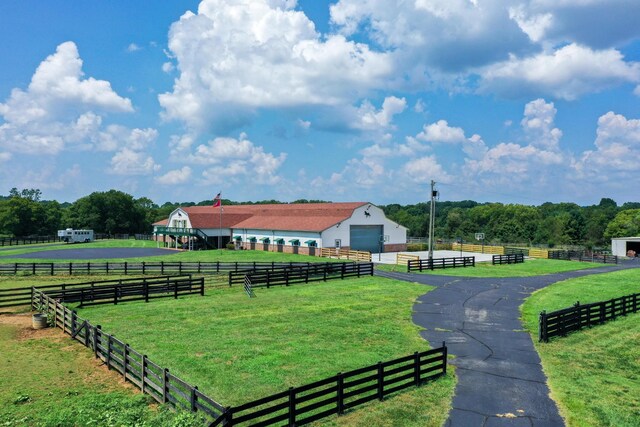 surrounding community with a rural view and a lawn