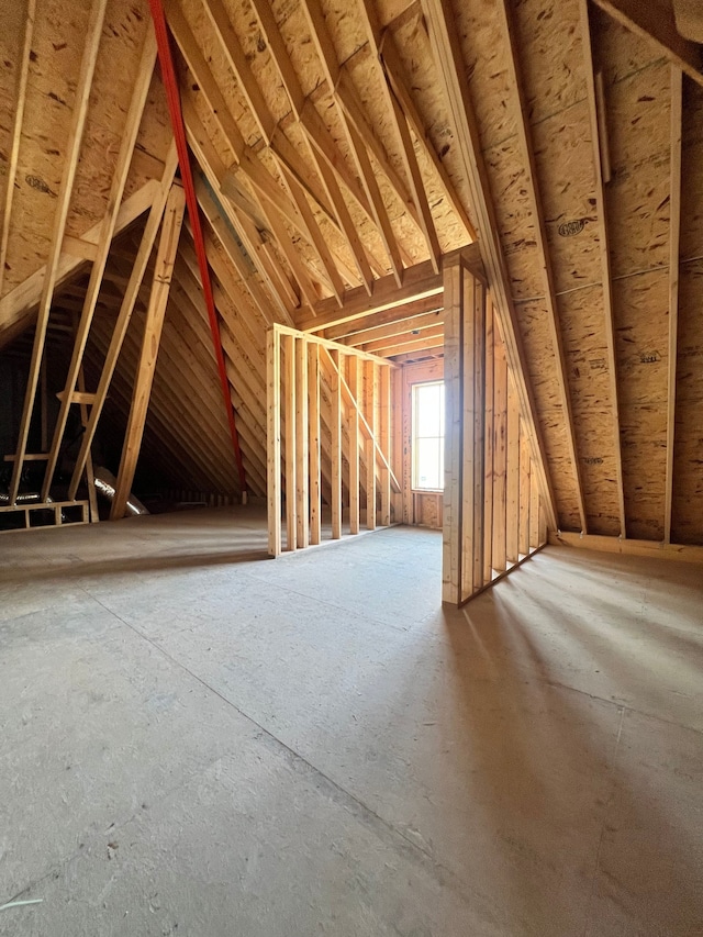 view of unfinished attic