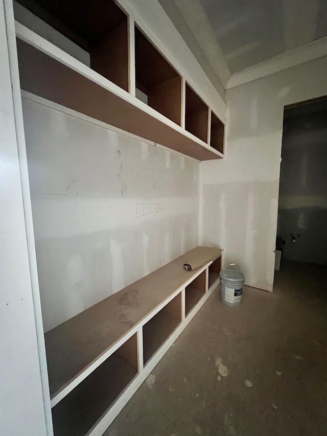 mudroom featuring unfinished concrete floors