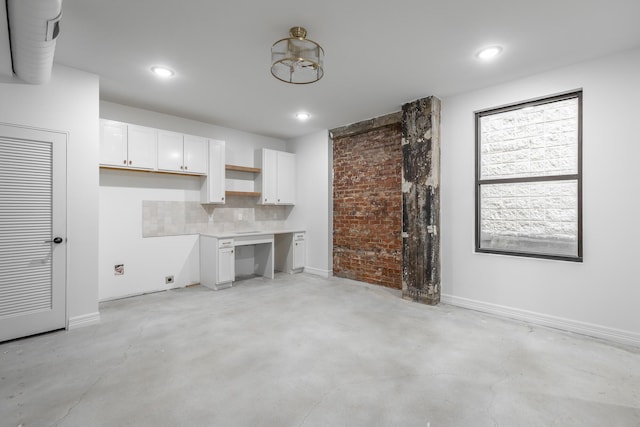 kitchen with white cabinets