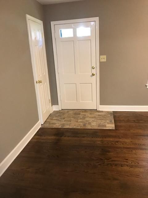 foyer entrance with dark hardwood / wood-style floors