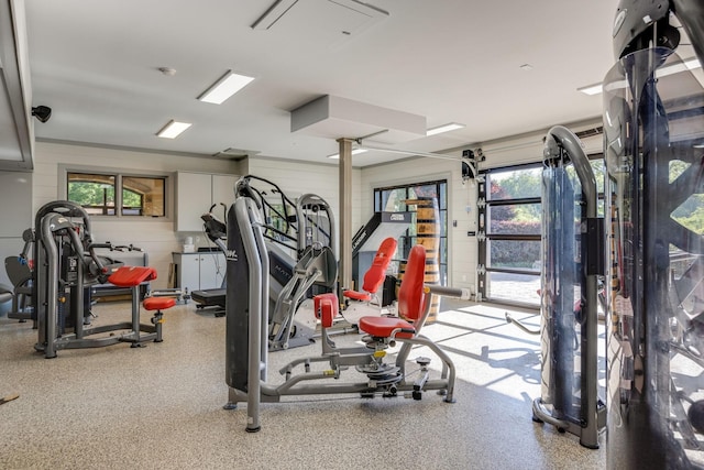 gym with a wealth of natural light