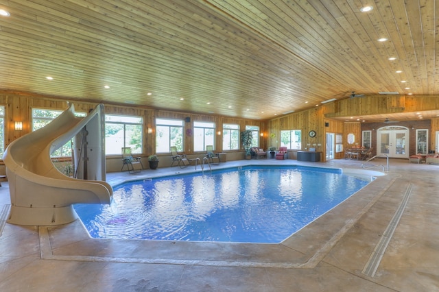 view of swimming pool featuring a water slide