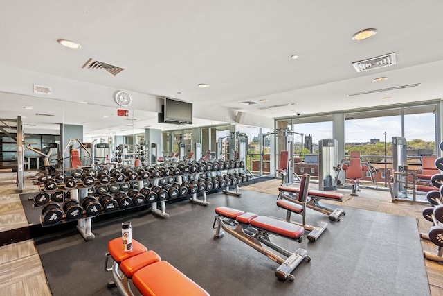 gym with a wealth of natural light