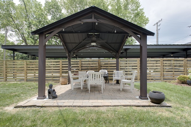 view of patio featuring a gazebo