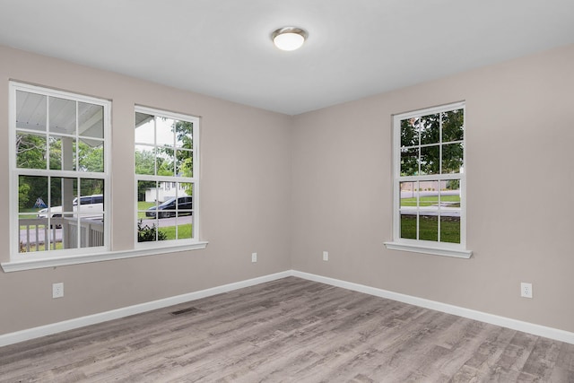 empty room featuring light wood-type flooring and plenty of natural light